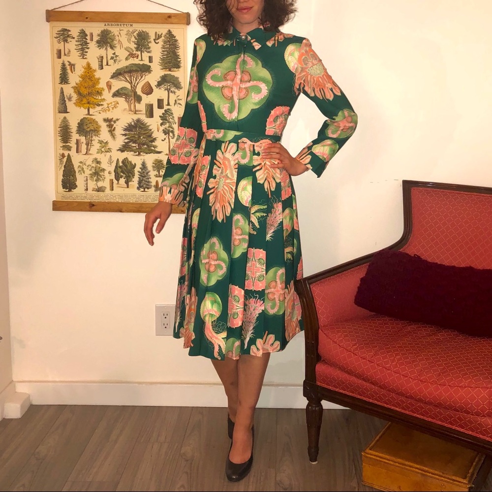 Vintage Style Green Pink Jellyfish Dress